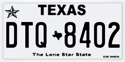 TX license plate DTQ8402