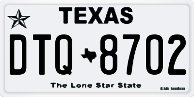 TX license plate DTQ8702