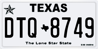 TX license plate DTQ8749