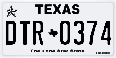 TX license plate DTR0374