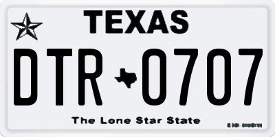 TX license plate DTR0707