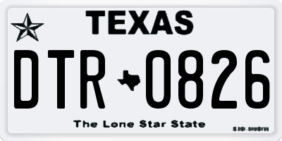 TX license plate DTR0826