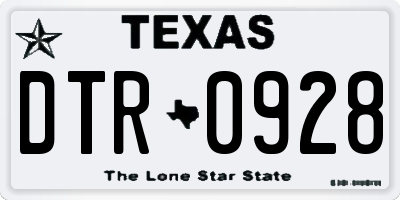 TX license plate DTR0928