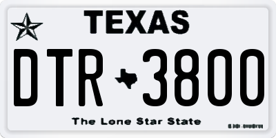 TX license plate DTR3800