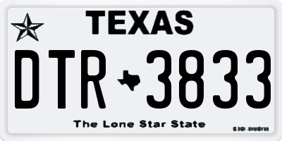 TX license plate DTR3833
