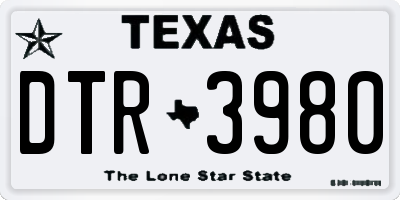 TX license plate DTR3980