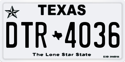 TX license plate DTR4036