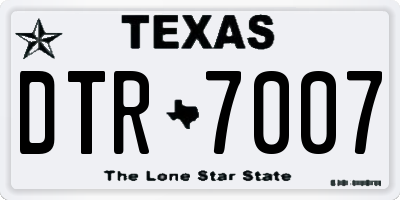TX license plate DTR7007