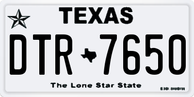 TX license plate DTR7650