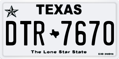 TX license plate DTR7670