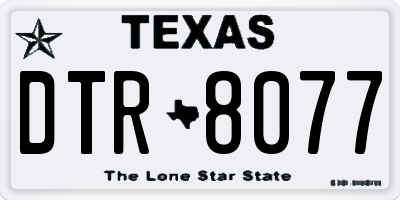 TX license plate DTR8077