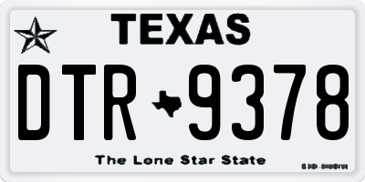 TX license plate DTR9378