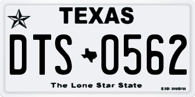 TX license plate DTS0562
