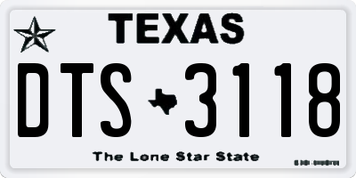TX license plate DTS3118