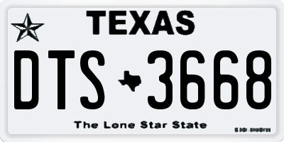 TX license plate DTS3668