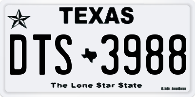TX license plate DTS3988