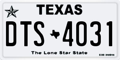 TX license plate DTS4031