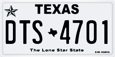 TX license plate DTS4701