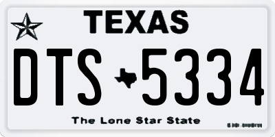 TX license plate DTS5334