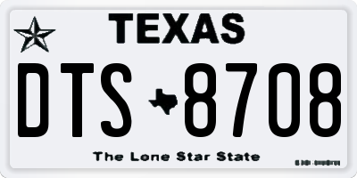 TX license plate DTS8708