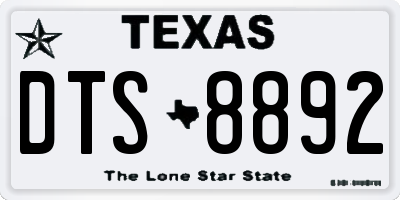 TX license plate DTS8892