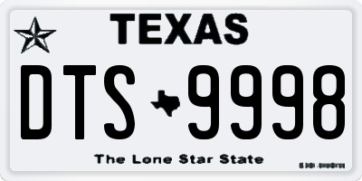 TX license plate DTS9998