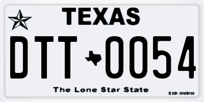 TX license plate DTT0054