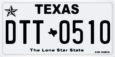 TX license plate DTT0510