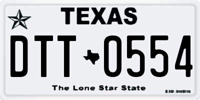 TX license plate DTT0554