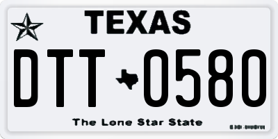 TX license plate DTT0580