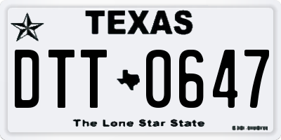 TX license plate DTT0647