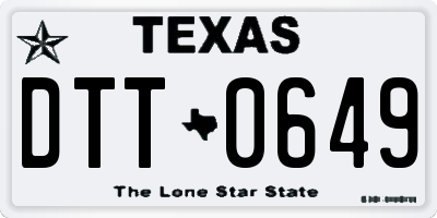 TX license plate DTT0649