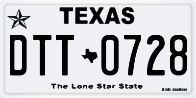 TX license plate DTT0728