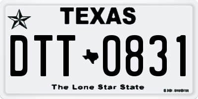 TX license plate DTT0831