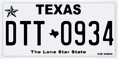 TX license plate DTT0934