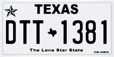 TX license plate DTT1381