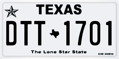 TX license plate DTT1701