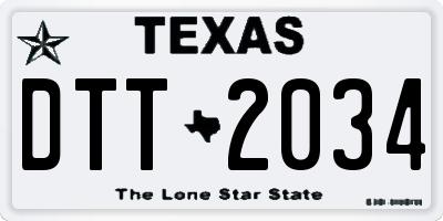 TX license plate DTT2034