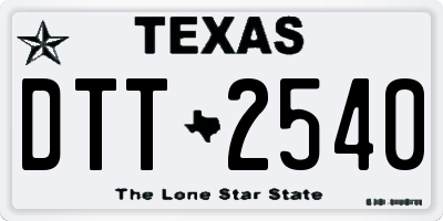 TX license plate DTT2540