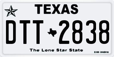TX license plate DTT2838