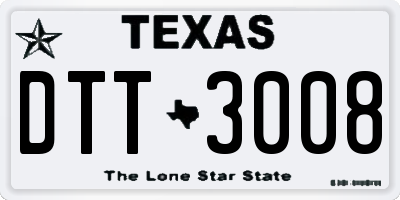 TX license plate DTT3008