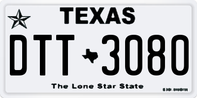 TX license plate DTT3080