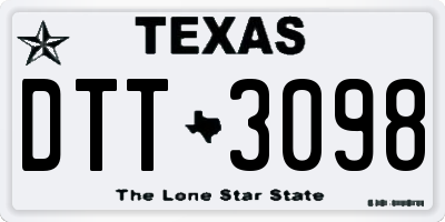 TX license plate DTT3098