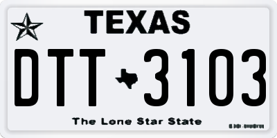 TX license plate DTT3103