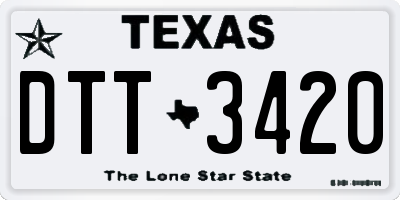 TX license plate DTT3420