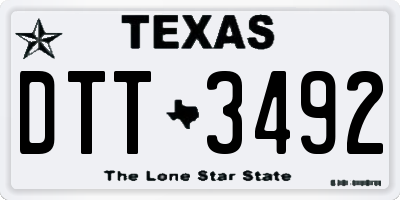 TX license plate DTT3492