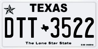 TX license plate DTT3522
