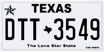 TX license plate DTT3549