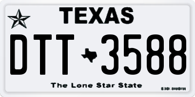 TX license plate DTT3588