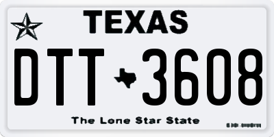 TX license plate DTT3608